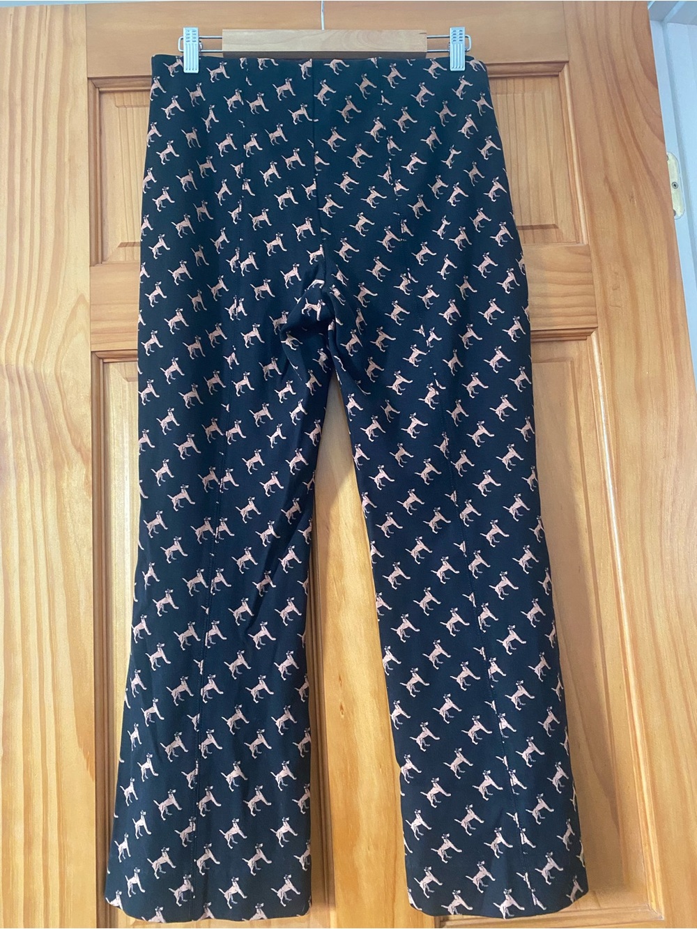Anthropologie Maeve The Margot Dog Print Cropped Flare Pull On Pants Black M - Picture 4 of 13